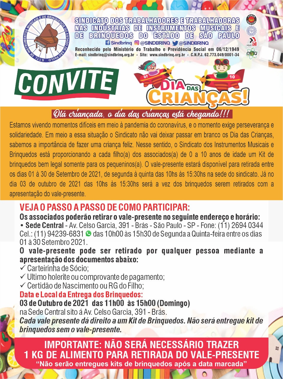 Convite Dia das Crianças